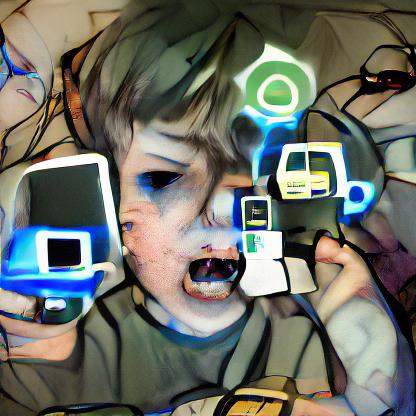 boy surrounded by technological chaos 4