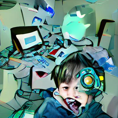 boy surrounded by technological chaos 5